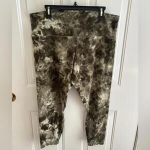 Lululemon Wunder Train Crop 23” Tie Dye Leggings Women’s 18 Green Black